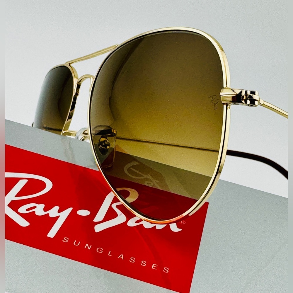 Ray-Ban Aviator Sunglasses RB3025 Gold Frame Gradient Brown Lenses 58mm UNISEX! - Picture 15 of 16